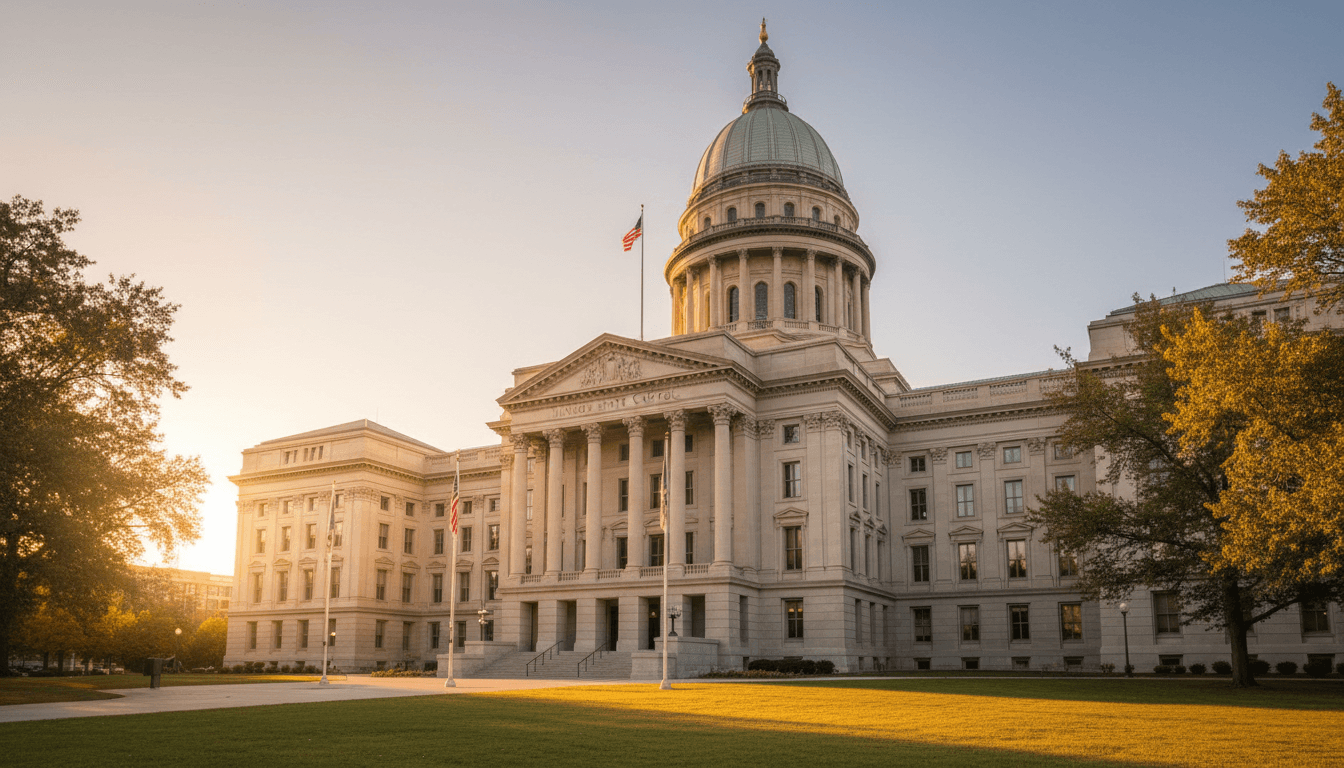 Illinois legislative building representing state animal custody law authority